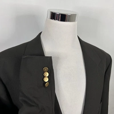 Valentino Uomo 48L Vintage Blazer Wool Dark Green Gray Gold Two Button Italy - Image 1 of 4