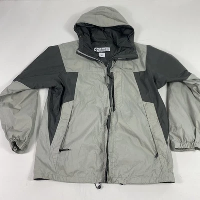Columbia Jacket Mens Large Gray Hooded Nylon Rain Windbreaker Outdoor XM3234 - Image 1 of 4