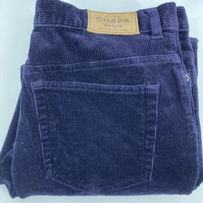 Pantalón Chaps Pana Mujer 12 Azul Marino Algodón 5 Bolsillos Lavado Oscuro Pierna Recta Foto 1 de 4