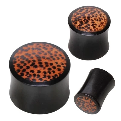 PAIR of Buffalo Saddle Ear Plug / Ear Gauge with Coconut Wood Inlay - Image 1 of 2