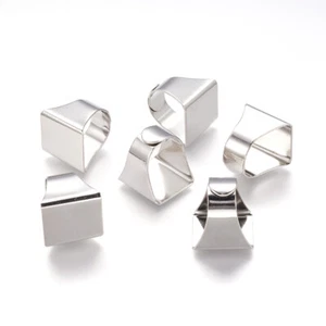 200pcs Brass Ring Blanks Pad Square Adjustable Finger Rings Base Platinum - Picture 1 of 2