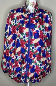 Bogari VTG Windbreaker Jacket Plus Sz 2X Artsy Floral 100% Silk Full Zip NWT - Picture 1 of 7