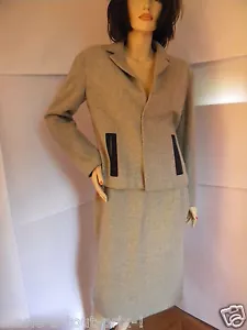 VENERA ARAPU Splendido Smoking Giacca Grigio Flanella IN Lana Taglia L 44 Cucito - Foto 1 di 5