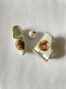 Limoges France Frangonard White And Gold Piano, Shoe, And Thimble Bundle - Picture 1 of 5