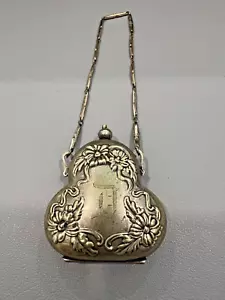 ANTIQUE VICTORIAN GERMAN SILVER FLORAL SCROLL COIN PURSE - Picture 1 of 9