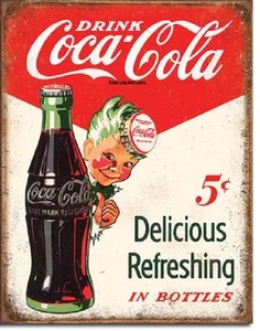 Coca Cola Coke Sprite Boy 5 Cent Advertising Vintage Retro Style Metal Tin Sign - Picture 1 of 4