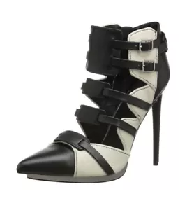 Authentic $345 L.A.M.B. Black & White Boots Shoes Kaine Ankle Bootie Heels-Sz: 7 - Picture 1 of 12