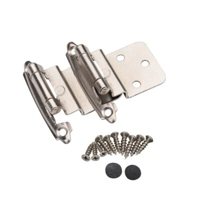 EAST WEST CONSOLIDATED 10 Pair 20 Pcs Self Closing Cabinet 3/8 Offset Inset Hinges Satin Nickel 62726