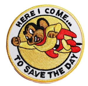 Mighty Mouse "Here I Come To Save The Day" 3" Diameter Embroidered Patch - Picture 1 of 1