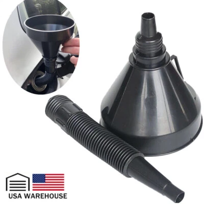 Automotive Funnel with Hose Wide Mouth Oil Funnel for Engine Oil Liquid Diesel - Image 1 of 4