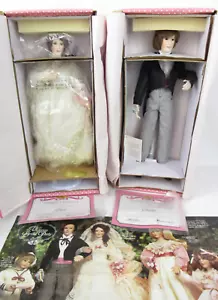 Paradise Galleries Victorian BRIDE & GROOM 14" Porcelain Dolls Never Removed NEW - Picture 1 of 13