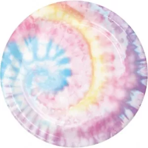 Tie Dye Party 9 Inch Paper Plates 8 Pack Party Tableware Decorations Supplies - Picture 1 of 1
