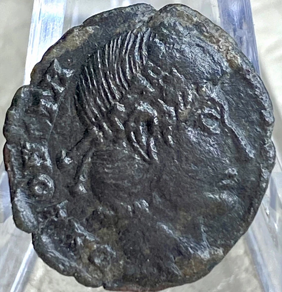 2 Roman Soldiers Ancient Coin 337-342 AD Emperor Constans Genuine Nice Details - Image 1 of 4