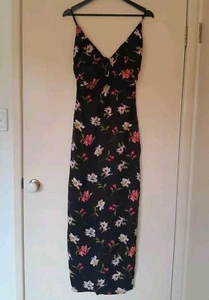 Princess Polly Brailey Black Floral Long Maxi Dress Size 12 Like New - Picture 1 of 7