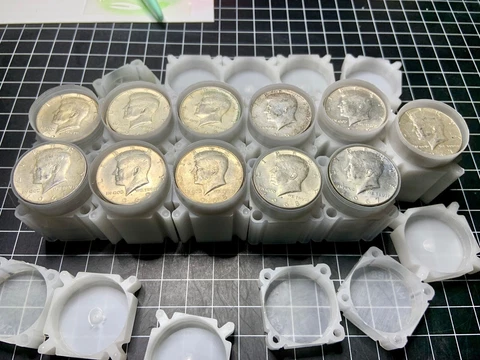 1965-1969 Roll of $10 Face Value (20 Coins) 40% Silver Kennedy Half Dollar Cover