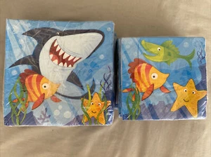 unique FIN FRIENDS Ocean Animals Luncheon & Beverage Napkins 7 packs PARTY - Picture 1 of 9