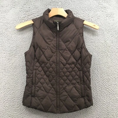Eddie Bauer Chaleco Acolchado Chaqueta Mujer XS Marrón Cremallera Completa Cuello Simulado Sin Mangas Foto 1 de 4
