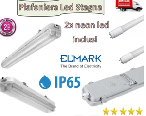 PLAFONIERA DA ESTERNO INTERNO DOPPIA STAGNA NEON LED TUBO T8 60-120-150CM IP65 - Foto 1 di 7