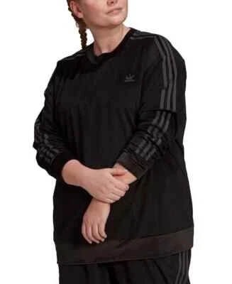 ADIDAS Women LS Trefoil Black Velvet Crew Sweater Sweatershirts Original Sz 1X - Image 1 of 4