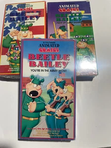 BEETLE BAILEY VHS Lot Of 3 Video Tape Animated Comics 1990s 2 NEW 1 Opened - Picture 1 of 14