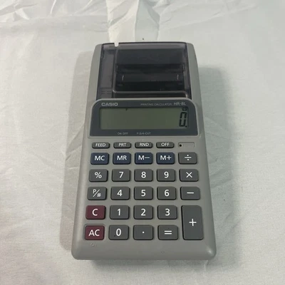 Casio 12 Digit HR-8L Handheld Printing Calculator Taxes & Exchange Tested Works - Image 1 of 4