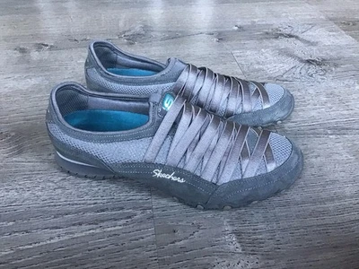 Zapatos Skechers Mujer Talla 8.5 Motociclistas Fijación Sin Cordones Gris Cuero/Textil 22038 Foto 1 de 4