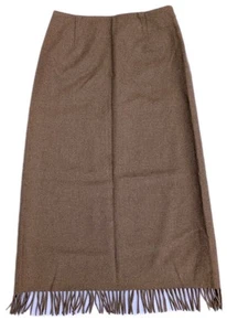 Pendleton Originals 100% Wool Tan/Camel Midi Skirt W Fringed Hem, Lined, Size 6 - Picture 1 of 7