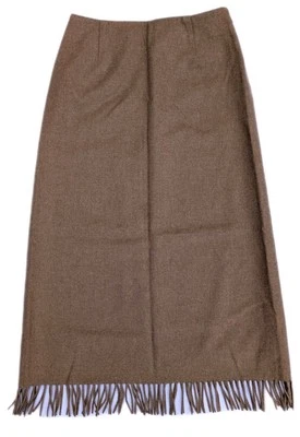 Pendleton Originals 100% Wool Tan/Camel Midi Skirt W Fringed Hem, Lined, Size 6 - Image 1 of 4