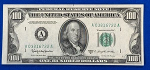 SMALL FACE $100 BILL (ONE HUNDRED DOLLAR BILL) SERIES 1950D CRISP UNCIRCULATED - Picture 1 of 2