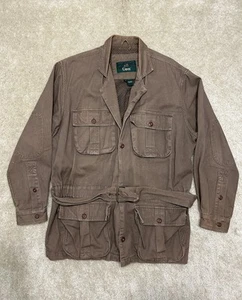Vintage Orvis Fishing Jacket Mens Large Brown Cotton Twill Field Utility Pockets - Picture 1 of 14