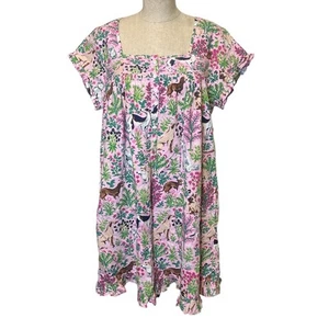 Print Fresh Gown Small Must Love Dogs Pintuck Pink Nightgown Organic Cotton New - Picture 1 of 8