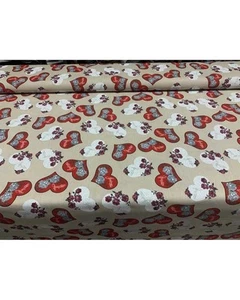 50 cm Tessuto Panama Tappezzeria Stampato cuori con rose shabby rosso alto 280 c - Imagen 1 de 4