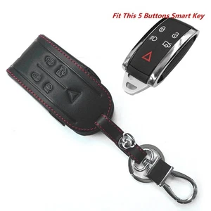 Vintage Leather Key Chain Cover for For JAGUAR XF XK XKR 5 Button Remote - Picture 1 of 7