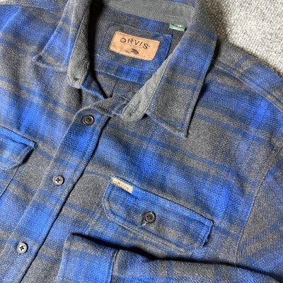 Orvis Classic Collection Flannel Plaid Shirt Gray Blue Mens XL Extra Large - Image 1 of 4