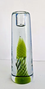 Vintage BLENKO Glass Air Twist Candle Block Stick #6824 by Joel Myers: 6.5" Tall - Picture 1 of 9