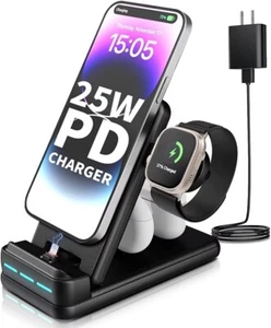 25W PD Fast Charging Station for Multiple Devices Apple 4-in-1 Foldable iPhone - Picture 1 of 6