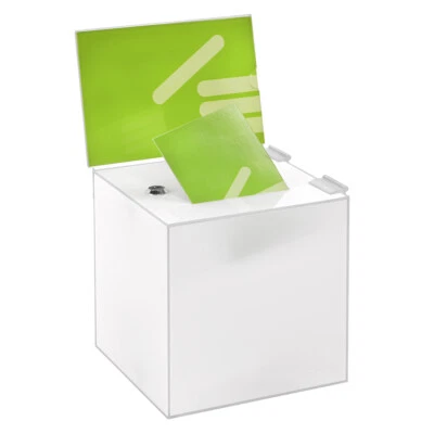 Losbox 200x200x200mm, abschließbar + Topschild DIN A5 Quer opal / blickdicht - Bild 1 von 4