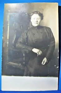 RPPC Real Photo Postcard Woman in Black Dress - Picture 1 of 4