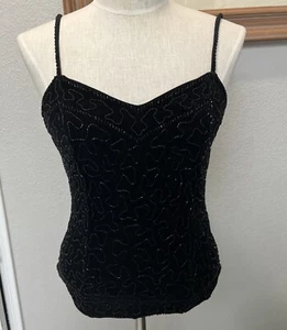 Vtg. Y2K Apart Impressions Beaded Sequin Corset Back Halter Tank Top 8 EXCELLENT - Picture 1 of 14