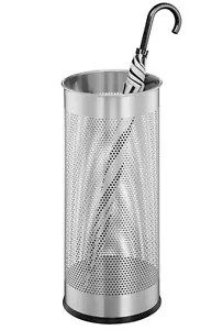 Durable Metal Umbrella Stand 28.5 Litre Round Silver 335023 - Picture 1 of 4