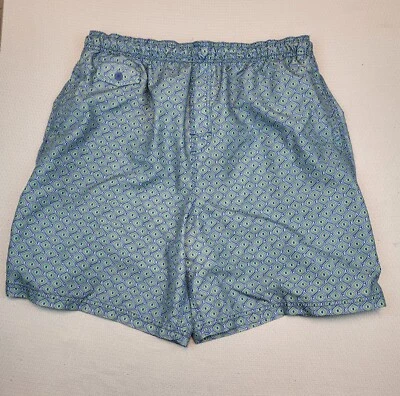 Nat Nast Swim Trunks Mens XL Blue AOP Eye Flower Lined Elastic Waist Lightweight - Image 1 of 4