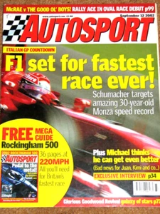 Autosport 12 Sept 2002* SCHUMACHER on RETIREMENT - GOODWOOD REVIVAL -MONZA 1971 - Imagen 1 de 3