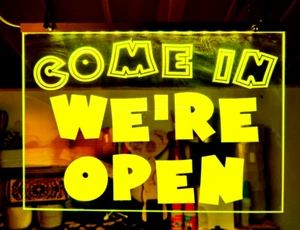 We are open LED Leuchtschild Bar Cafe Shop Imbiss Neon Friseur Kneipe - Bild 1 von 9