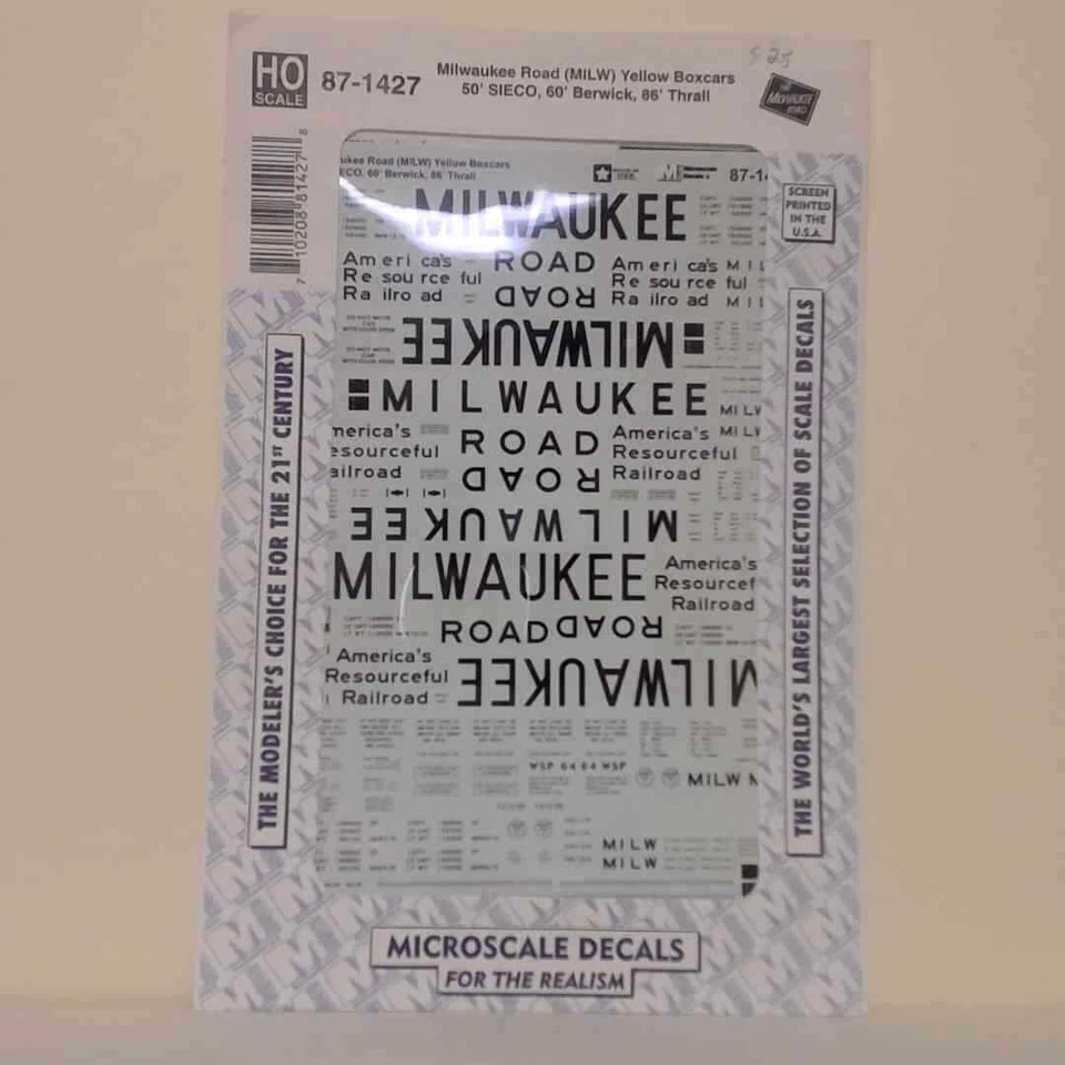 Calcomanías a escala HO a microescala: vagones Milwaukee Road amarillos - 50' SIECO, 60' Be... Foto 1 de 1