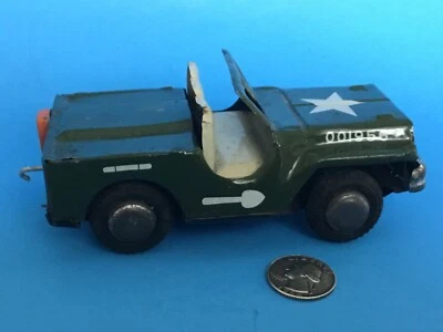 JUGUETE DE FRICCIÓN DE HOJALATA JEEP EJÉRCITO DE EE. UU. JAPÓN LITOGRAFÍA COCHE DE COMBATE DE COLECCIÓN ACERO ESTAMPADO A Foto 1 de 4