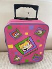 vintage childs suitcase, Rugrats-Angelica-1990s rolls w/handle to carry On Wheel
