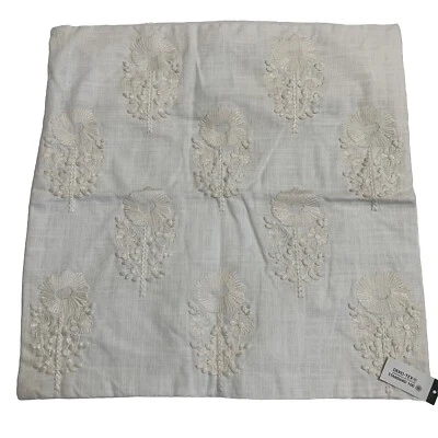 Funda falsa almohada Threshold Toss bordada algodón blanco 18x18 Foto 1 de 4