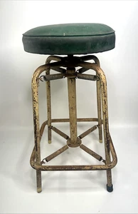 Vintage Industrial Sprung Engineer’s Work Stool Metal Old Garage 1950s 1960s - Picture 1 of 10