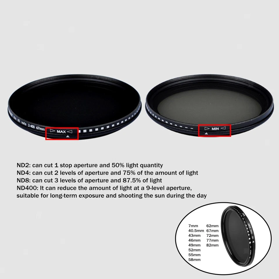 ND2 to ND400 Variable ND Filter Waterproof Multi Coated Lens Filter Camera - Image 1 of 1