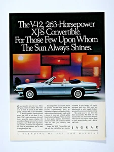 Jaguar XJ-S Convertible V-12 263 HP De Colección Sol Siempre Brilla Anuncio Impreso Original - Imagen 1 de 4